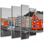 Viieosalise pildiga l&otilde;uenditr&uuml;kk Building Sea 100x70 punane