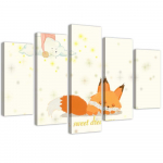 Viieosalise pildiga l&otilde;uenditr&uuml;kk Red fox 100x70 oranž
