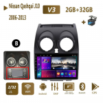 Autoraadio Android Auto Multimeedia jaoks Nissan Qashqai J10 2006 2007 2008-2013 Carplay 2din GPS Autoradio 2+32GB 2+32GB,B