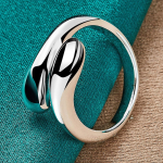 925 Sterling H&otilde;bedane Water Drop Cross s&otilde;rmus naistele pulmakihlus moepeo v&otilde;lu ehted Adjustable