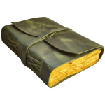 Nahast ajakiri meestele - Nahkk&ouml;ites ajakiri - K&auml;sitsi valmistatud antiikne deckle paber - Nahast visandiraamat - Book of Shadows Journal 8 x 5.7 in oliiv