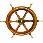 60,96 cm Nautical Brass Wooden Captains Messingist k&auml;epidemega laevaratas, Marine Nautical puidust laevaratas, laeva rool