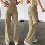 Naiste vabaaja p&uuml;ksid Slim Fashion Viie nupuga Teksad P&uuml;ksid Teksad Briti stiilis S helepruun v&auml;rv
