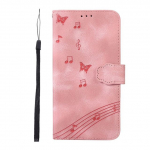 Nahast telefoni &uuml;mberp&ouml;&ouml;ratav kate Samsung Galaxy A14 A24 A34 A54 A04 A04e A03s A13 A23 A33 A53 A73 &uuml;mbrised 3d Staff liblikas reljeef Samsung A54 5G roosa