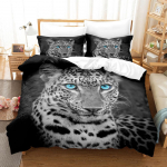 Loomamustriga majapidamises kasutatavad voodipesu Leopardprinteriga tekikate ja padjap&uuml;&uuml;riga voodipesu &uuml;heinimesevoodi t&auml;issuuruses 2/3 t&uuml;kki mikrokiudkangast UK Single 135x200cm