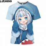 Anime Gawr Gura VTuber 3D prinditud T-s&auml;rk Meeste Kawaii T&uuml;drukute Shark Harajuku S&auml;rk Topid Otaku vabaaja Trendikas Manga Graafiline T-s&auml;rk XXS