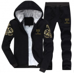 Winter Plus sametkost&uuml;&uuml;m vabaaja spordikampsun kardigan kaheosaline komplekt 7XL tuhkmust v&auml;rv