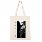 Jujutsu Kaisen Satoru Gojo Anime Must Korea l&otilde;uendist ostukott Khaki vintage t&otilde;mblukuga ostukott Mustad &otilde;lakotid Bolsos 24*26cm beež