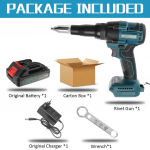 88 V juhtmeta neetip&uuml;stoli hari elektriline neetip&uuml;stoli puur, neetimist&ouml;&ouml;riist LED-valgusega 3,2&ndash;4,8 mm 1/2 tk akukomplekt 1 x Battery