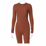 Suvine Basic Solid Jumpsuit naistele Crop Skinny Shorts Pikkade varrukatega Body S valge