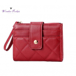 Naiste rahakott K&auml;ev&otilde;ru Kahekordselt kokkuvolditav mitme piluga t&otilde;mblukk &Uuml;hev&auml;rviline krediitkaardihoidja Kunstnahast &otilde;pilaste l&uuml;hikesed m&uuml;ndid veinipunane v&auml;rv