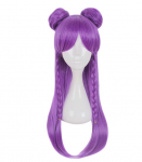 Anime K/DA Kaisa lilla pika punutisega parukas Chignon Cosplay kost&uuml;&uuml;miga KDA Kai'Sa kuumakindlad s&uuml;nteetilised juuksed naiste peoparukad One Size lilla