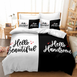 3D Modern Romantic Love Series voodipesukomplekt &auml;sja abiellunud toa tekk ja padjap&uuml;&uuml;r AU240 * 270 Super Size paarituba Pehme kodukaunistus DE 100x135cm black
