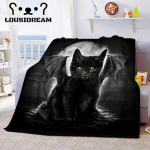 N&otilde;ia musta kassi Halloweeni tekk Kassi salap&auml;rane ennustamine N&otilde;idus Lucifer kaasaskantav flanelltekk voodipesuks reisimiseks 130x150cm