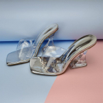 Moodsad v&auml;rvilised kristallist kontsaga sandaalid naistele naiste kingad l&auml;bipaistvad PVC-sandaalid naistele 35 roheline