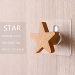 Kodu Dekoratiivkonksud Puidust seinakonksud Star Key Hook Moodne Creative Coat Hook Rack Seina riidepuu kottide konksud riputamiseks Star
