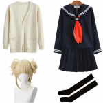 Anime My Hero Academia Boku No Hero Academia cosplay kost&uuml;&uuml;m Himiko Toga JK &uuml;htne kampsun mantel Halloweeni r&otilde;ivad L-(Suit+Wig) must