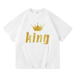 2023 Casual KING QUEEN Print Suvine puuvillane T-s&auml;rk L&uuml;hikeste varrukatega Kaelusega Lahtine armukeste T-s&auml;rk Naiste Meeste T-s&auml;rk T-s&auml;rk S