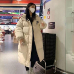 Polsterdatud sulejope Naiste talvine uus pikk, paksem &uuml;le p&otilde;lve polsterdatud jope Korea puuvillase polsterdatud jope S must