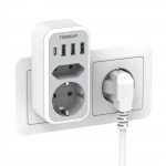 TESSAN EU mitme pistikuga toiteadapter 1/2 vahelduvvoolu pistikupesaga, 3 USB-porti ja 1 C-t&uuml;&uuml;pi pistikupesa 6 in 1 seinakontakti toitejuhe kodukontori jaoks 2 Outlet & 4 USB Ports hall v&auml;rv