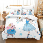 3D balleti t&uuml;druku voodipesukomplekt Cartoon Girl tantsutekk ja padjap&uuml;&uuml;r 2/3 tk AU140 * 210 &uuml;he-/kahe voodiga p&uuml;hadekingitus t&uuml;drukutele Pehme kodutekstiil EU Single 135x200cm