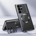 Luksuslik metallist magnetiline taskuhoidja &uuml;mbris Samsung Galaxy S25 S24 S23 S22 S21 Ultra aroomiteraapia l&otilde;hnaaine juhtmevaba laadimisega telefoni kate For Samsung S23 Ultra must