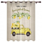 Sidruni id&uuml;lliline veoauto v&otilde;rega aknakardinad lastetoa elutoa kardinapaneelid k&ouml;&ouml;gikardinad 135W x 92H(cm)