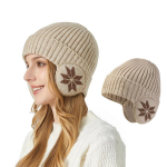 Talvine paksu lumehelbega k&otilde;rvakaitse silmkoeline m&uuml;ts meeste soe villane m&uuml;ts naiste v&auml;lijalgrattas&otilde;idu k&uuml;lmakindel m&uuml;ts must