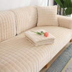 Sametine diivanikate Universaalne ruuduline pl&uuml;&uuml;s, libisemiskindel paksendatud elutoa diivani kate Soe flanellist diivanipadi k&auml;etugi seljar&auml;tik 70x180cm 1pcs beež