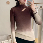 Patchwork V&auml;rv Rippuvad v&auml;rvitud pulloverid Mood &otilde;&otilde;nsad kampsunid Naiste s&uuml;gistalv vabaaja kilpkonnakaelusega &otilde;hukesed riided 29590 M sinine