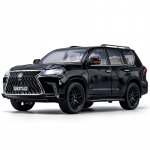 1/18 Scale LX570 Supercar Diecast automudeli m&auml;nguasi, tagasit&otilde;mmatav m&auml;nguasi koos heli ja valgusega lastele V&auml;ikelapse poistele T&uuml;drukutele Kingikogu 1/18-27x11x10.4cm must