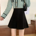 Villane seelik naistele S&uuml;gistalvine Suures suuruses k&otilde;rge v&ouml;&ouml;koht V&auml;ike A-kujuline plisseeritud seelik L&uuml;hikesed p&uuml;ksid Korea moer&otilde;ivad S kohv