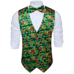 Barry.Wang Meeste Vest Vest Kikilips Hanr&auml;tik Mansetin&ouml;&ouml;bid Jacquard kootud siidist pulma tutvumispeo komplekt L
