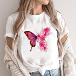 (Aasia suurus) Fashion Print Butterfly Trend Armsad 90ndate naiste vabaaja T-riided vabaaja naiste graafilised t-s&auml;rgid l&uuml;hikeste varrukatega T-s&auml;rgid S