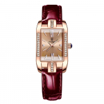 Moodne kvartskell Naiste luksuslik elegantne veekindel nahkrihm Loov teemant naiste k&auml;ekell, roheline valge