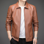 PU nahast jakk rev&auml;&auml;riga meeste jakk slim jakk meeste 4XL brown