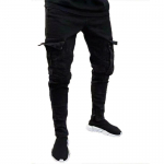 Meeste Stretch Skinny Jeans Slim Fit Cargo Denim P&uuml;ksid Mustad pikad p&uuml;ksid 2XL must