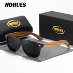 HdHues Unisex bambusest polariseeritud v&auml;lireiside vintage bambusest jalaga p&auml;ikeseprillid, UV400 must