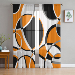 Geomeetrilised Abstraktse Modernse Kunsti Oranžid T&uuml;llkardinad Elutuppa Magamistuppa Voile &Otilde;huke Kardin Aknale Kodu Kaunistus Draperiid 135W x 114H(cm)