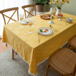 Prantsuse romantiline laudlina puuvillane linane laudlina ristk&uuml;likukujuline tee diivanilaua kate peo pulmadeks Kodukaunistuseks mantel 90X90CM kollane