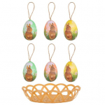 7 tk/komplekt V&auml;rvilised j&auml;nkuv&auml;rvitud plastikust lihav&otilde;ttemunad koos korvi rippuva ripatsiga DIY lihav&otilde;ttemunade k&auml;sit&ouml;&ouml; Kodu lihav&otilde;ttepeotarbed