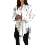 Moodne vabaaja &uuml;hev&auml;rviline pikkade varrukatega rev&auml;&auml;riga vaba t&uuml;&uuml;pi naiste s&auml;rk L sinine