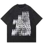 2024 Streetwear Letters Graafiline Unisex T-s&auml;rk Puuvillane Pestud Must Ts&auml;rk Unisex Tops T-s&auml;rk Suvine l&uuml;hikeste varrukatega T-s&auml;rk S must