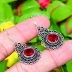 Natural Mozambique Garnet Gemstone 925 Sterling Silver Earring 1.77 j9v08