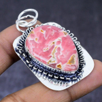 Natural Rhodochrosite Gemstone 925 Steling Silver Jewelry Pendant 2.09 z8v49