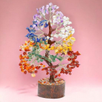 Seitse t&scaron;akrakristalli ja 300 helme v&auml;&auml;riskivide puu esitlemine &otilde;nneks kodukaunistusega Bonsai rahapuu taim kingituse eseme kujuke