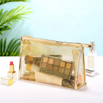 Uus Kuldne Ruudukujuline L&auml;bipaistev Veekindel Hoiukott Reisile Kaasaskantav T&otilde;mblukuga Kosmeetikakott Meigikott Tualettarvete Korraldaja Pesukott