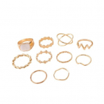 10 tk kullast k&uuml;&uuml;nar&otilde;rmuste komplekt naiste t&uuml;drukutele Boho Twist Cross ebaregulaarsed geomeetrilised r&otilde;ngad virnastatavad Midi s&otilde;rmused, paki kingitus erinevateks puhkudeks Sets