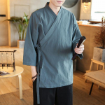 Soliidne meeste kimono Jaapani t&auml;navar&otilde;ivad meeste meeste jaapani riided s&auml;rkpluus Korea riided kardigan XXXXXL hall-sinine v&auml;rv