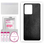 apgo Protective Skin Sticker for the back compatible with Vivo S12 5G, Wrap Film, Foil, Vinyl - Pattern Black Leather